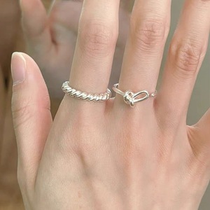 S925 Sterling Silver Knotted Heart <b>Ring</b> For Women Simple Minimalist Open Design Gift Jewelry - Product Image 3