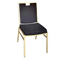 Chaise d'hôtel empilable en métal pour restaurant, mariage, banquet, usage domestique - Chaise de salle à manger commerciale avec dossier rembourré et capitonné