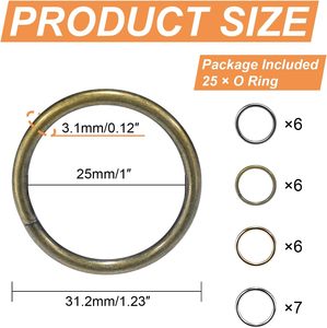 Coobigo Pack O Rings Metal Buckle Loops Crafts Purse Bag Webbing Strap Backpack Making <b>Dog</b> Leash <b>Collar</b> Hardware <b>Small</b> Silver Go - Product Image 5