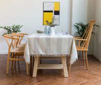 DUOLAI Nappe rayée vert clair et blanche Rectangle Nappe tissée jacquard lavable pour pique-nique extérieur avec serviettes