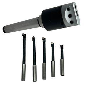 Têtes de perçage de précision ASSORTS 1,5 po avec queue de taraudage MT2 et barre de traction M10 x 1,5, en acier non revêtu/carbure, 38,1 mm pour machine CNC - Product Image 1