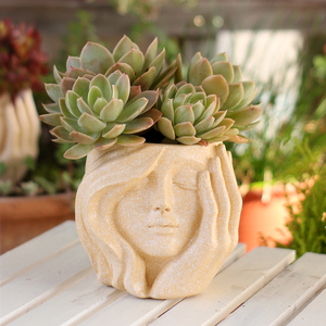 <span class=keywords><strong>Pot</strong></span> de fleurs <span class=keywords><strong>en</strong></span> résine <span class=keywords><strong>en</strong></span> forme de tête de femme artistique nordique, pour plantes succulentes, décoration de jardin intérieur et extérieur - Product Image 3