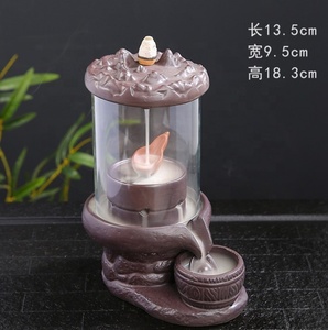 Quemador de incienso de cerámica de arena púrpura con cubierta acrílica de mono fumador de 13.5*9.5*18.3cm, diseño <span class=keywords><strong>Regreso</strong></span> del Rey Mono - Product Image 2