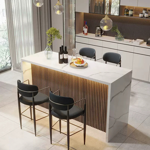 Isola da <span class=keywords><strong>Cucina</strong></span> con Bancone Bar, Top in Pietra Sinterizzata Moderna, Base in Legno Massello, Bancone Colazione Indipendente per <span class=keywords><strong>Cucina</strong></span> e <span class=keywords><strong>Sala</strong></span> da Pranzo - Product Image 1