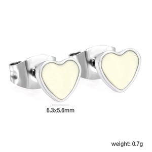 Stainless Steel Cute Heart <b>Stud</b> <b>Earrings</b> Fashionable Tarnish Free Waterproof Jewelry Anniversaries Round Circle Star <b>Earrings</b> - Product Image 2