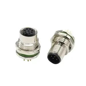 ขั้วต่อสายเคเบิล M12 แบบ A Code Connector 8 ขา IP67 ชนิดตัวผู้ แบบยึดด้านหน้า ติดตั้งบนแผง - Product Image 3