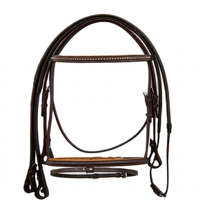 Brida de Cuero para Caballo de Calidad Superior, Personalizable en Color y Tamaño, con Cristales y Riendas de Goma - Product Image 1