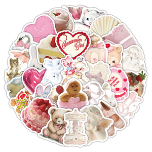60pcs/bag pink Aesthetic Stickers Custom Waterproof Vinyl Journal Retro Ballet Style Sticker for Guitar Cups Wall Decoration