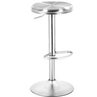 Tabouret de Bar et de comptoir pivotant en similicuir moderne, carré, hauteur réglable, dessus rond argenté, dos nu, en acier inoxydable