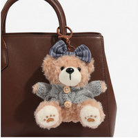 Porte-clés ours en peluche mignon, jouet animal en peluche, breloque de sac, pendentif accessoire de sac à main avec pull rose, cadeau pour filles