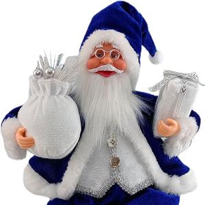 ถุงของขวัญตุ๊กตาซานตาคลอส30ซม. ปรับแต่งได้ถุงของขวัญสำหรับตกแต่งสำนักงานวันหยุดรูปแบบคริสต์มาสสีฟ้า - Product Image 1