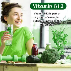 OEM 120 buah Vitamin B12 Softgel kapsul otak dan saraf kesehatan suplemen Vitamin B kompleks untuk energi dan daya tahan
