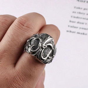 European American Punk Style <b>Titanium</b> Steel <b>Ring</b> For <b>Men</b> Cross Pattern Silver Gray Fashion Jewelry Gift - Product Image 4