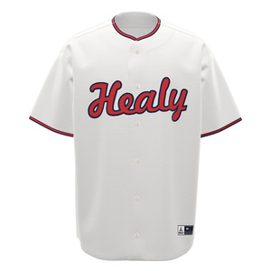 HEALY Maillot de baseball rétro américain pour homme, couleur contrastée, maille respirante, séchage rapide, col rond, manches courtes, vêtement de rue - Product Image 1