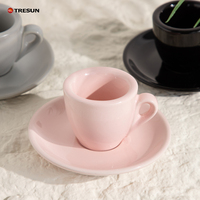 Ensemble tasse et soucoupe à expresso en porcelaine, mini, 50 ml, blanc/noir, avec paroi épaissie de 9 mm