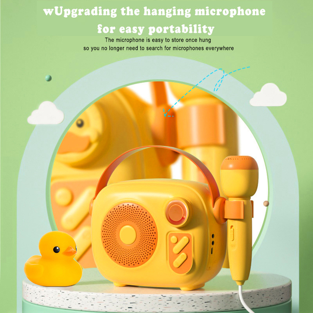 Voice Changer Portable Mini Cute Children Karaoke Machine for Kids Girls Singing Speaker Birthday Gifts with One Microphone