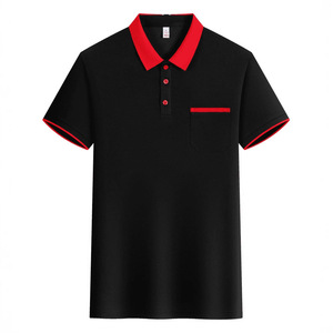 <b>Polo</b> Shirt Red Short Sleeve Solid Color Polyester Oxford Fabric For Daily Wear - Product Image 2