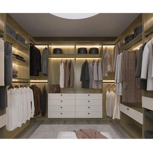 Lusso laminato bianco Walk in armadio Design in legno massello pannello sistema armadio camera da letto guardaroba moderno con toletta - Product Image 2