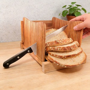 Bamboo <b>Bread</b> Slicer Cutting Board Foldable Wood <b>Bread</b> <b>Cutter</b> Kitchen Tool For Home And Commercial Use - Product Image 1