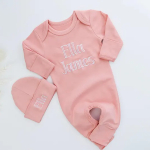 Pagliaccetto personalizzato bambino con piega sul Footie personalizzato bambino che torna a casa tuta in morbido cotone - Product Image 2