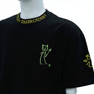 Camiseta de Hombre Personalizada al por Mayor, Estilo Urbano, Bordado 3D en Chenilla, 100% Algodón, Transpirable, Anti-UV - Product Image 1