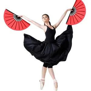 Red Chinese Manufacturers Kung Fu Tai Chi Large Plastic Silk Hand Fan 33センチメートルParty Favors