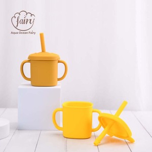 Dessin animé Silicone bébé enfant en bas âge enfants eau potable formation Sippy tasse vaisselle tasses réutilisables avec couvercles et pailles - Product Image 1