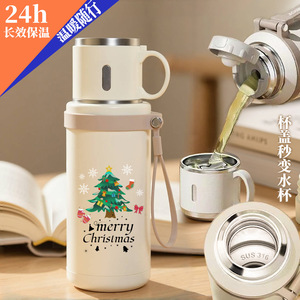 Thermos en acier inoxydable de Noël 1000 ml, isolation 24h avec poignée pour les sports de plein air et les cadeaux - Product Image 4