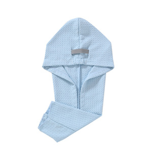 Gorro de secado de pelo tipo waffle de 26x75cm, toalla absorbente de secado rápido para mujer, uso doméstico, azul, gris, blanco, rosa, color sólido, material de bambú - Product Image 1