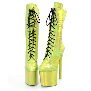 Bottes à talons pour femme, chaussures de danse sur barre à bout rond, talons fins, plateforme, 20 cm - Product Image 3