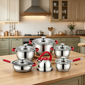 Juego de Ollas y Sartenes Portátiles FLEY con Asas de Silicona, Antiadherentes, Elegantes, para Cocina, Compatibles con Todas las Estufas - Product Image 1