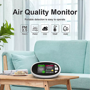 Analyseur de CO2 et PM2.5, détecteur de qualité de l'air avec compteur de dioxyde de carbone, moniteur de gaz HCHO TVOC AQI, dispositif d'analyse et de test PM2.5 - Product Image 4