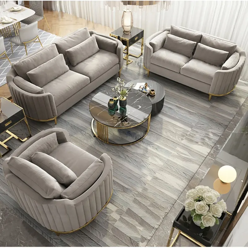 Sofa Set Luxury Office Reception Sofa Chair Modern Living Room Upholstery Velvet Tufted Designer Accent Golden 1 Piece Divano