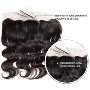 Lace Frontale HD Transparente 13x4 de Haute Qualité, Pré-Pluckée, 100% Cheveux Humains, <span class=keywords><strong>Ligne</strong></span> de Cheveux Naturelle, Fermeture en Dentelle 4x4 avec Baby Hair - Product Image 3