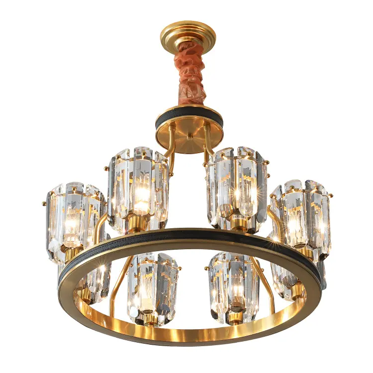 Lámpara colgante de estilo clásico para Villa, iluminación decorativa para sala de estar, candelabro de cristal con personalización