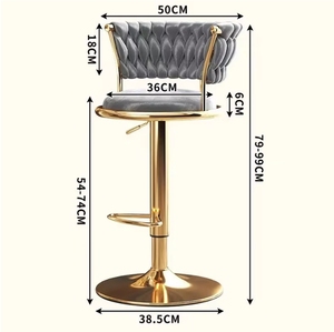 올리브 그린 벨벳 바 의자 360 ° 회전 조절 가능한 바 의자 높이 아일랜드 의자 사일러스 바 높은 의자 - Product Image 6