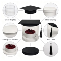 Kotak Hadiah Silinder Topi Wisuda Kustom dengan Tutup dan Alas untuk Pajangan Hadiah