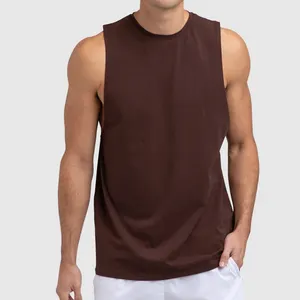 Camiseta al por mayor de ajuste holgado para hombre con sisas de gran tamaño camiseta sin mangas con lado abierto para hombre