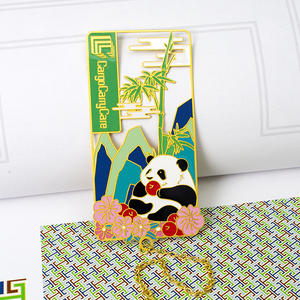 High Grade Exquisite Embossed Hollow Metal Panda Bookmarks for Zoo Visit Souvenirs