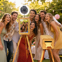 18,5 inch HD touchscreen houten dubbelzijdige fotohokje met ingebouwde pc, compatibel met iPad en DSLR camera, geschikt voor bruiloften, feesten en verhuur.