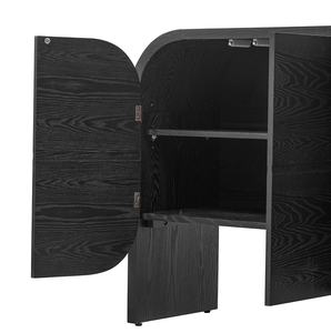 Modern Wood Sideboard Cabinet Curvy <b>Edge</b> 4 Doors Storage Adjustable <b>Shelves</b> Portable <b>Living</b> Room - Product Image 5