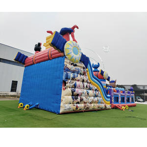 Parc d'attractions gonflable géant, parc de dessins animés, château gonflable, aire de jeux gonflable avec toboggan, mur d'escalade, passerelle surélevée - Product Image 5