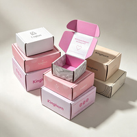 Boîte d'expédition en carton ondulé rose personnalisée avec logo imprimé, petite, colorée, pour bijoux, accessoires de beauté, emballage pour e-commerce