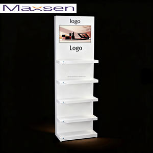 スマート5段LCDメタル香水ディスプレイスタンド、美容店用収納付き、環境に優しいサロンメイクアップ棚、組み立て済み - Product Image 1