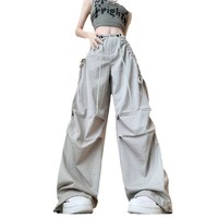 Pantalon cargo sport uni pour femme, nouveau style, taille haute, coupe ample, jambe large, séchage rapide, idéal été
