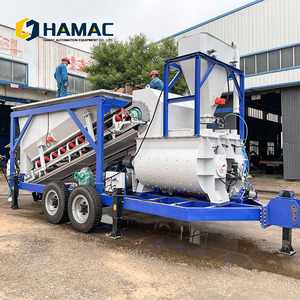 Station de malaxage de béton mobile, centrale à béton facilement déplaçable pour l'ingénierie, béton prêt à l'emploi haute performance - Product Image 1