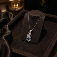 Collier pendentif en or massif 18 carats avec saphir bleu cultivé en laboratoire et diamant couleur D, bijoux fins pour femmes, cadeau pour tous les jours, qualité supérieure