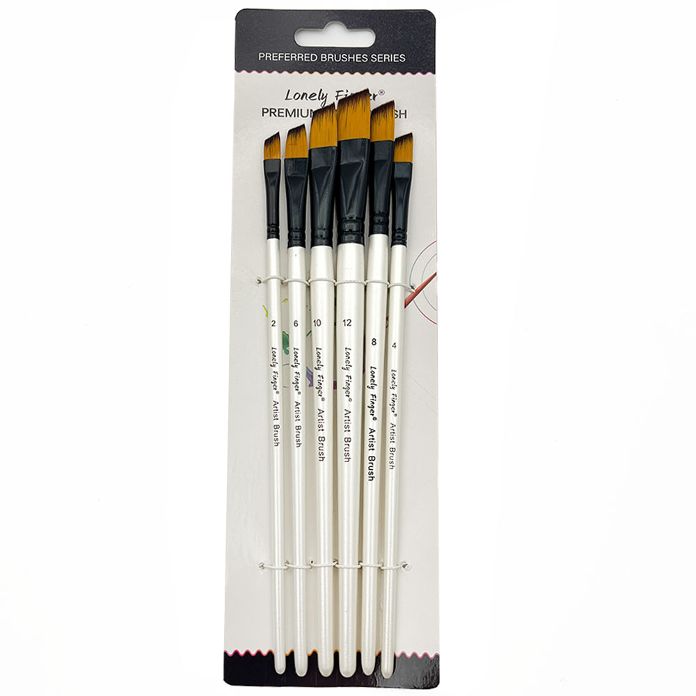 6pcs  White Angular Brushes Set