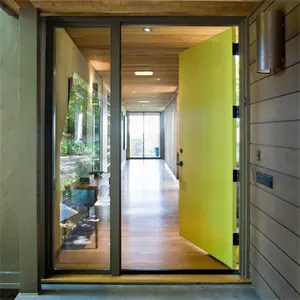 DAIYA ประตูไม้วีเนียร์กลวงแกน,พร้อมไม้ระแนงไม้เนื้อแข็งประตูทางเข้าสีเขียว