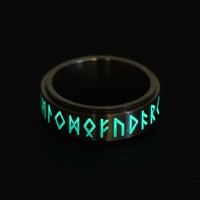 Bague rotative en acier inoxydable pour homme, thème runes vikings nordiques, importée de l'étranger, avec fonction veilleuse pour soulager le stress